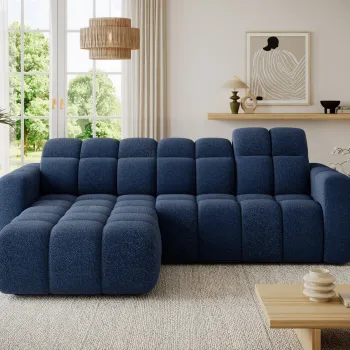 Coltar extensibil dreapta 3 locuri ELTAP, Fanito, 288x200x105 cm, lemn/poliester, albastru inchis imagine