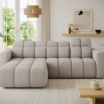 Coltar extensibil dreapta 3 locuri ELTAP, Fanito, 288x200x105 cm, lemn/poliester, bej imagine