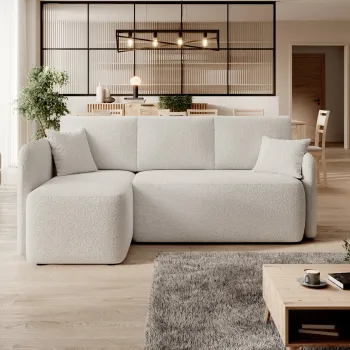 Coltar extensibil dreapta 3 locuri ELTAP, Hadson, 206x150x89 cm, lemn/poliester, alb imagine