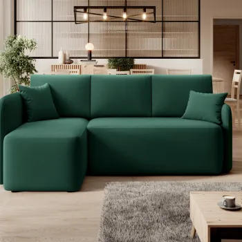 Coltar extensibil dreapta 3 locuri ELTAP, Hadson, 206x150x89 cm, lemn/poliester, verde inchis imagine