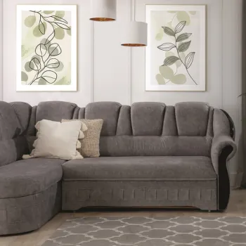 Coltar extensibil dreapta 3 locuri ELTAP, L-048, Lord, 243x180x112 cm, lemn/poliester, gri/negru imagine