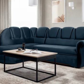 Coltar extensibil dreapta 3 locuri ELTAP, L-079, Lord, 243x180x112 cm, lemn/poliester, albastru inchis/negru imagine