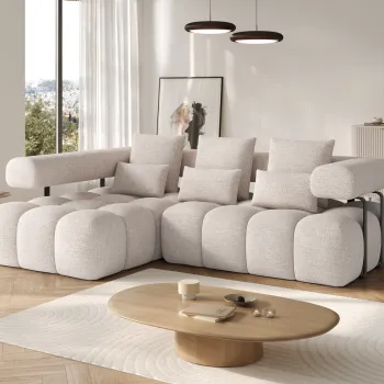 Coltar extensibil dreapta 3 locuri ELTAP, Levvi, 260x184x102 cm, lemn/poliester, bej imagine