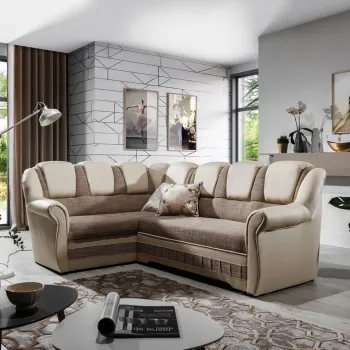 Coltar extensibil dreapta 3 locuri ELTAP, LII-036, Lord II, 243x195x112 cm, lemn/poliester, bej inchis/bej deschis imagine