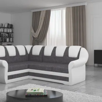 Coltar extensibil dreapta 3 locuri ELTAP, LII-038, Lord II, 243x195x112 cm, lemn/poliester, gri inchis/alb imagine