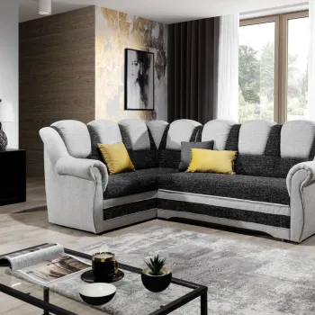 Coltar extensibil dreapta 3 locuri ELTAP, LII-040, Lord II, 243x195x112 cm, lemn/poliester, negru/alb imagine