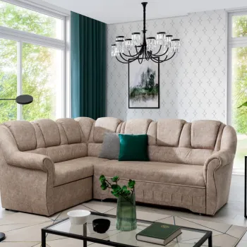 Coltar extensibil dreapta 3 locuri ELTAP, LII-042, Lord II, 243x195x112 cm, lemn/poliester, maro deschis imagine