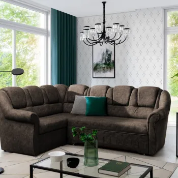 Coltar extensibil dreapta 3 locuri ELTAP, LII-088, Lord II, 243x195x112 cm, lemn/poliester, maro inchis imagine