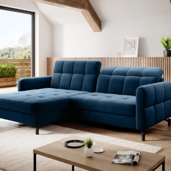 Coltar extensibil dreapta 3 locuri ELTAP, Lore-01, Lorelle, 225x160x105 cm, lemn/poliester, albastru inchis imagine