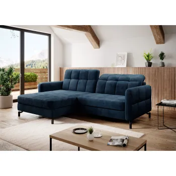 Coltar extensibil dreapta 3 locuri ELTAP, Lore-04, Lorelle, 225x160x105 cm, lemn/poliester, albastru inchis imagine