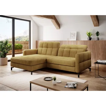 Coltar extensibil dreapta 3 locuri ELTAP, Lore-06, Lorelle, 225x160x105 cm, lemn/poliester, mustar imagine