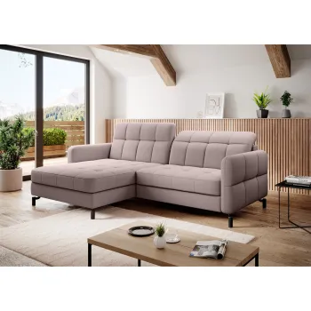 Coltar extensibil dreapta 3 locuri ELTAP, Lore-103, Lorelle, 225x160x105 cm, lemn/poliester, roz deschis imagine