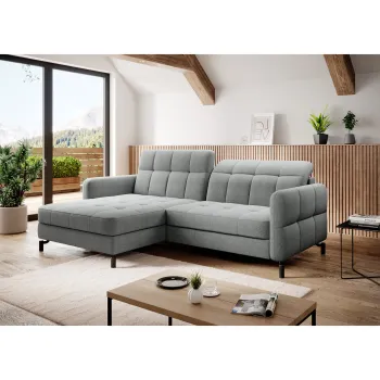 Coltar extensibil dreapta 3 locuri ELTAP, Lore-107, Lorelle, 225x160x105 cm, lemn/poliester, gri deschis imagine