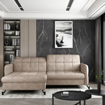 Coltar extensibil dreapta 3 locuri ELTAP, Lore-13, Lorelle, 225x160x105 cm, lemn/poliester, bej imagine