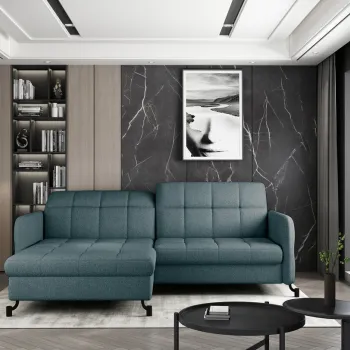 Coltar extensibil dreapta 3 locuri ELTAP, Lore-16, Lorelle, 225x160x105 cm, lemn/poliester, albastru imagine