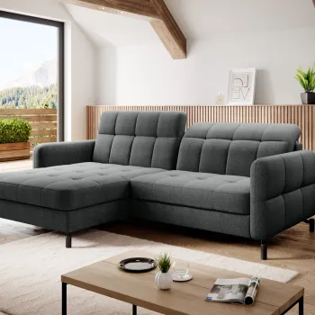 Coltar extensibil dreapta 3 locuri ELTAP, Lore-18, Lorelle, 225x160x105 cm, lemn/poliester, gri inchis imagine