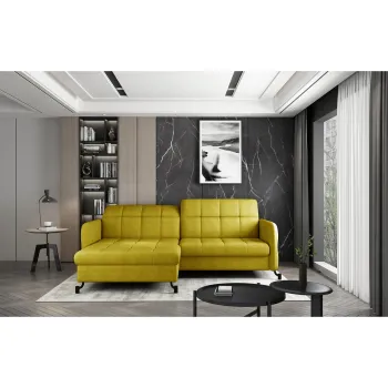 Coltar extensibil dreapta 3 locuri ELTAP, Lore-21, Lorelle, 225x160x105 cm, lemn/poliester, galben imagine