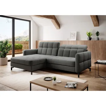 Coltar extensibil dreapta 3 locuri ELTAP, Lore-28, Lorelle, 225x160x105 cm, lemn/poliester, gri deschis imagine