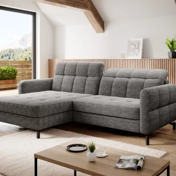 Coltar extensibil dreapta 3 locuri ELTAP, Lore-93, Lorelle, 225x160x105 cm, lemn/poliester, gri imagine