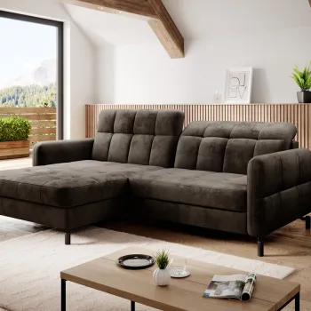 Coltar extensibil dreapta 3 locuri ELTAP, Lore-97, Lorelle, 225x160x105 cm, lemn/poliester, maro inchis imagine