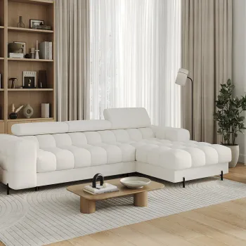 Coltar extensibil dreapta 3 locuri ELTAP, LT-01AMO, Felro, 285x181x93 cm, lemn/poliester, alb imagine