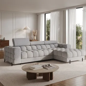 Coltar extensibil dreapta 3 locuri ELTAP, LT-03PEL, Felro, 285x181x93 cm, lemn/poliester, gri deschis imagine