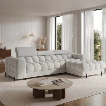 Coltar extensibil dreapta 3 locuri ELTAP, LT-03ROY, Felro, 285x181x93 cm, lemn/poliester, gri deschis imagine