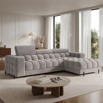 Coltar extensibil dreapta 3 locuri ELTAP, LT-04AU, Felro, 285x181x93 cm, lemn/poliester, gri imagine