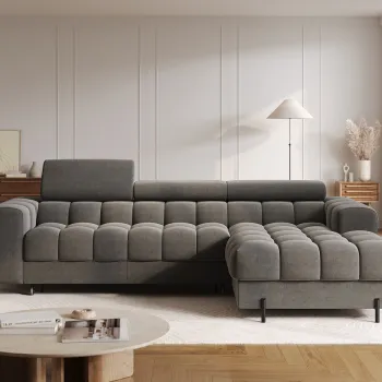 Coltar extensibil dreapta 3 locuri ELTAP, LT-06SO, Felro, 285x181x93 cm, lemn/poliester, gri inchis imagine