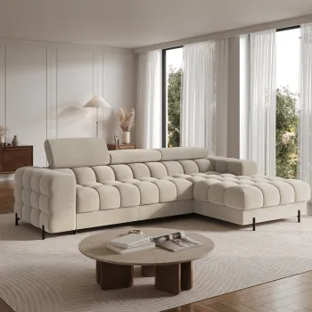 Coltar extensibil dreapta 3 locuri ELTAP, LT-18AU, Felro, 285x181x93 cm, lemn/poliester, bej inchis imagine