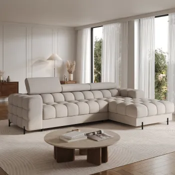 Coltar extensibil dreapta 3 locuri ELTAP, LT-18ROY, Felro, 285x181x93 cm, lemn/poliester, bej imagine