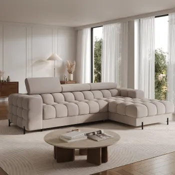 Coltar extensibil dreapta 3 locuri ELTAP, LT-18SO, Felro, 285x181x93 cm, lemn/poliester, bej imagine