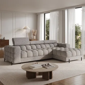 Coltar extensibil dreapta 3 locuri ELTAP, LT-20PEL, Felro, 285x181x93 cm, lemn/poliester, gri imagine