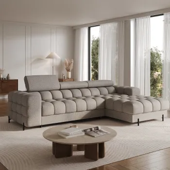 Coltar extensibil dreapta 3 locuri ELTAP, LT-20ROY, Felro, 285x181x93 cm, lemn/poliester, bej imagine