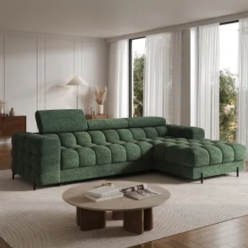 Coltar extensibil dreapta 3 locuri ELTAP, LT-35AMO, Felro, 285x181x93 cm, lemn/poliester, verde inchis imagine