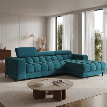 Coltar extensibil dreapta 3 locuri ELTAP, LT-40AMO, Felro, 285x181x93 cm, lemn/poliester, albastru imagine