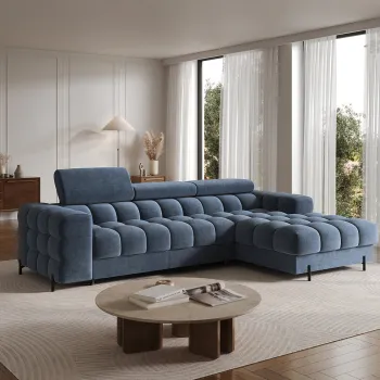 Coltar extensibil dreapta 3 locuri ELTAP, LT-40AU, Felro, 285x181x93 cm, lemn/poliester, albastru imagine