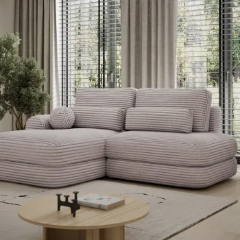 Coltar extensibil dreapta 3 locuri ELTAP, Ripeli, 217x175x96 cm, lemn/catifea din poliester, gri imagine