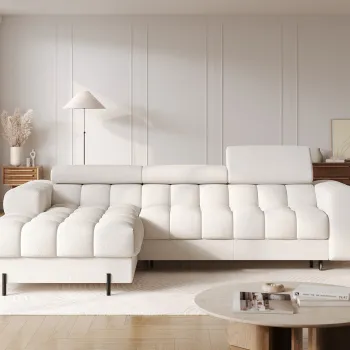 Coltar extensibil dreapta 3 locuri ELTAP, RT-01AMO, Felro, 285x181x93 cm, lemn/poliester, alb imagine