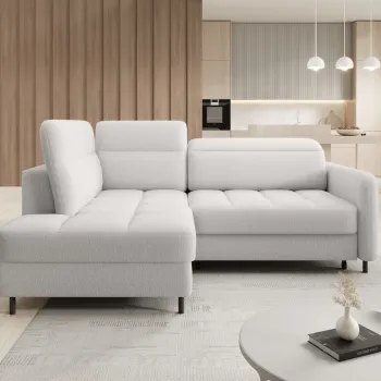 Coltar extensibil dreapta 3 locuri ELTAP, RT-01ROY, Barea, 208x160x100 cm, lemn/poliester, alb imagine