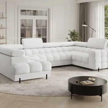 Coltar extensibil dreapta 3 locuri ELTAP, RT-01ROY, Fectory, 346x205x93 cm, lemn/poliester, alb imagine