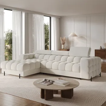 Coltar extensibil dreapta 3 locuri ELTAP, RT-01ROY, Felro, 285x181x93 cm, lemn/poliester, alb imagine