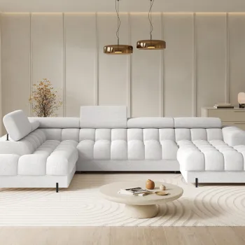 Coltar extensibil dreapta 3 locuri ELTAP, RT-01ROY, Feraria, 358x202x93 cm, lemn/poliester, alb imagine