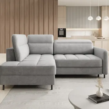 Coltar extensibil dreapta 3 locuri ELTAP, RT-03NU, Barea, 208x160x100 cm, lemn/poliester, gri deschis imagine