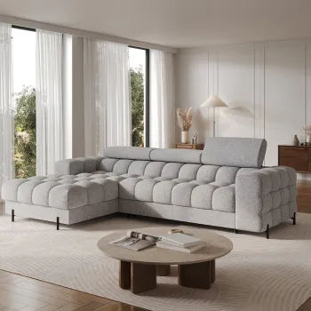 Coltar extensibil dreapta 3 locuri ELTAP, RT-03PEL, Felro, 285x181x93 cm, lemn/poliester, gri deschis imagine