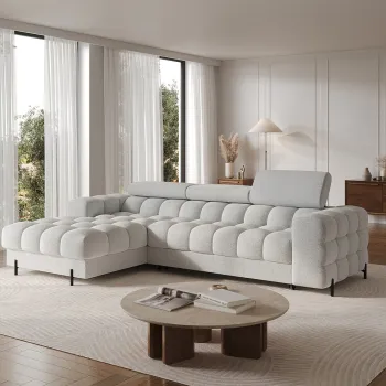 Coltar extensibil dreapta 3 locuri ELTAP, RT-03ROY, Felro, 285x181x93 cm, lemn/poliester, gri deschis imagine