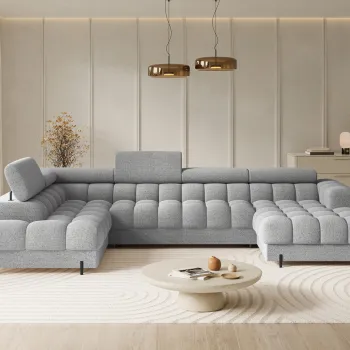 Coltar extensibil dreapta 3 locuri ELTAP, RT-03ROY, Feraria, 358x202x93 cm, lemn/poliester, gri deschis imagine