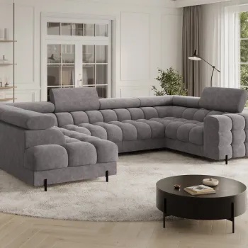 Coltar extensibil dreapta 3 locuri ELTAP, RT-04AU, Fectory, 346x205x93 cm, lemn/poliester, gri inchis imagine