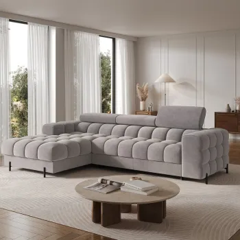 Coltar extensibil dreapta 3 locuri ELTAP, RT-04AU, Felro, 285x181x93 cm, lemn/poliester, gri imagine