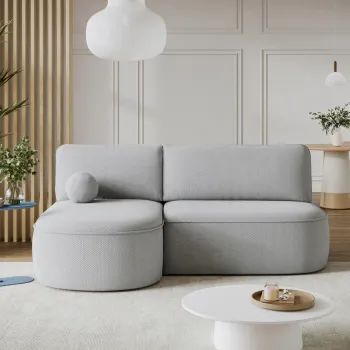 Coltar extensibil dreapta 3 locuri ELTAP, RT-04CAL, Livosa, 220x144x93 cm, lemn/poliester, gri deschis imagine